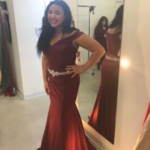 Blush prom dress in wine